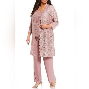 RM Richards Lace 3/4 Sleeve 3-Piece Pants Set